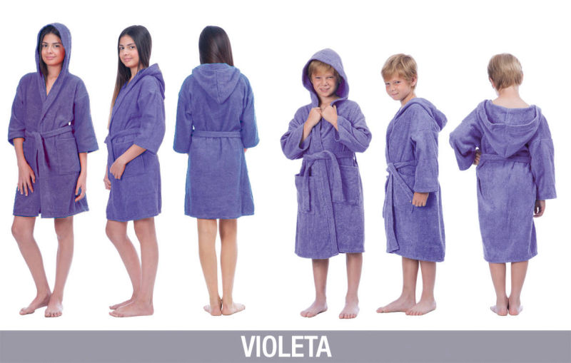 Bata Seclar Niños con capucha Violeta